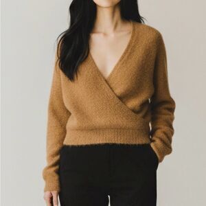 Madewell Women's Coziest Yarn Wrap Front Pullover Sweater XS